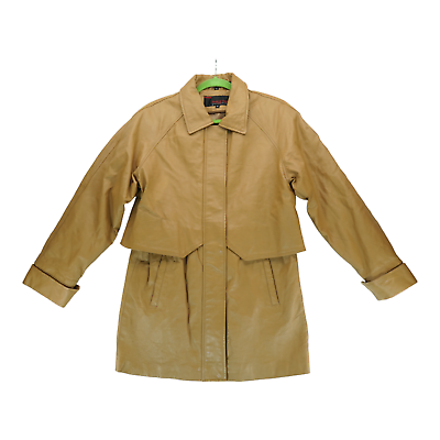 #ad Vintage Phase Two Leather Coat Jacket Tan Women#x27;s Size Medium M $44.95