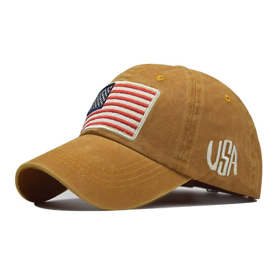 #ad Yellow American Flag USA Baseball Cap Tactical Army Cotton Casual Hat $14.99