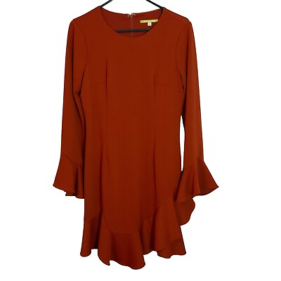 #ad Gianni Bini Short Stylish Women’s Size 6 Burnt Orange Long Sleeve Zippered Dress $30.00
