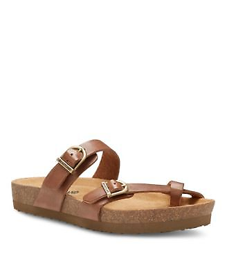 EASTLAND Womens Brown 0.5quot; Platform Tiogo Wedge Leather Thong Sandals 11 M $51.99