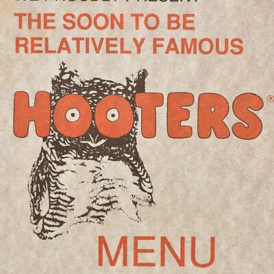 #ad 1994 Hooters Restaurant Menu Fort Lauderdale Sunrise Boca Raton Sarasota Doral $24.50