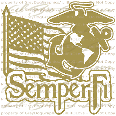 #ad USMC Semper Fi Flag EGA Marines Vinyl Decal Sticker Marine Semper Fidelis Eagle $9.99