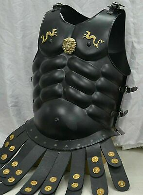 #ad Black Cuirass Muscles Medieval Armor Jacket Roman Halloween Costume Collectible $179.00