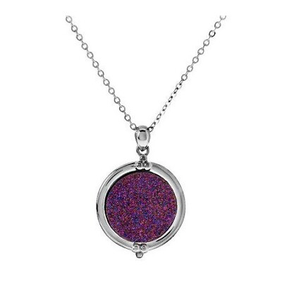 #ad #ad QVC Sterling Silver Round Drusy Quartz Sculpted Pendant Necklace SOLD OUT $145.98