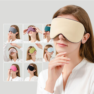 #ad Sleeping Eye Mask Blindfold Blackout Light blocking Warm Cool Double Sided $5.58