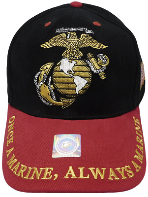 #ad USMC SEMPER FI ONCE A MARINE ALWAYS A MARINE CORPS CAP HAT BLACK $14.88