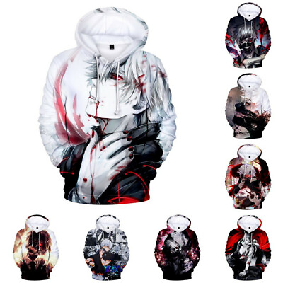 Tokyo Ghoul Ken Kaneki Unisex Cosplay Anime Hooded Pullover Hoodie Sweatshirt $17.63