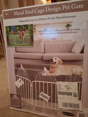 #ad Safety Pet Gate for Dogs – Free Standing amp; Foldable BIRD CAGE Design $40.00