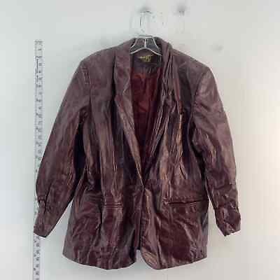 #ad VTG Etienne Aigner Red Leather Biker Jacket Women#x27;s Size 18 $40.00