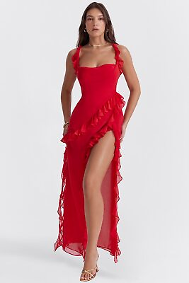 #ad Fashion Ruffles Suspender Dress Women Sexy Slim Sleeveless Split Mesh Dresses $40.36