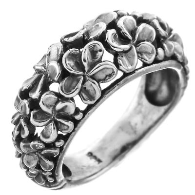 #ad 925 Sterling Silver Design Plumeria Flower Bali Art Sterling Sz 7 Ring $17.95