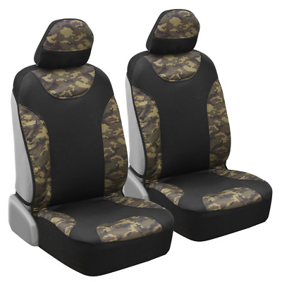 #ad Thick Camouflage Front Car Bucket Seat Covers Sideless amp; Waterproof Camo Black $32.90
