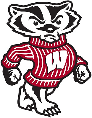 #ad Wisconsin Badgers Bucky Badger Logo Die Cut Laminated Vinyl Sticker Decal $3.75