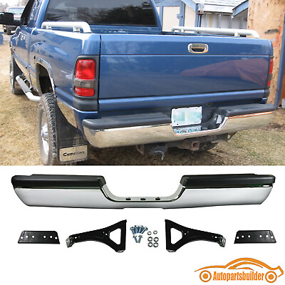 #ad For 94 02 Dodge RAM 1500 2500 3500 Pickup Steel Rear Bumper Assembly Chrome $149.99