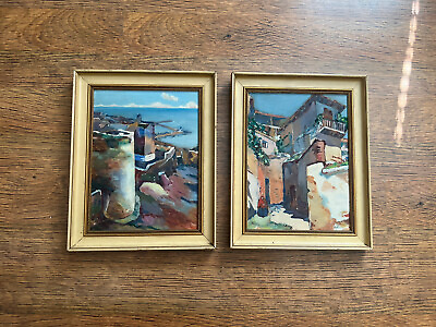 #ad Mid Century Plein Aire Providence Impressionist Oil Painting Board City Scape $300.00