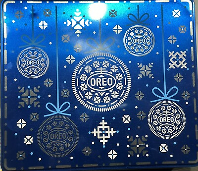 #ad Oreo Cookies 2020 Decorative Storage Christmas Tin Empty 8x7x2.5” Blue $8.99