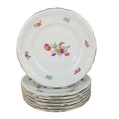 #ad Vintage Seltmann Weiden Marie Luise Dessert Plates Set of 7 Flowers 7 5 8quot; $55.96