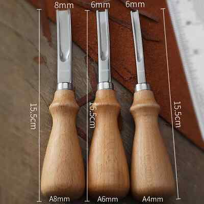 #ad 3 Sizes Leather Craft Tool: Wooden Handle Edge Beveler Skiving Knife 4mm 6mm 8mm C $6.73