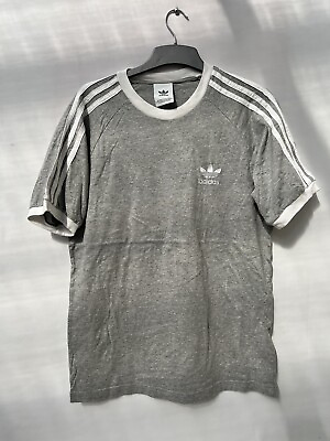 Adidas Originals Men#x27;s 3 Stripe Tee T Shirt Crew Neck Trefoil Grey Size Medium #ad GBP 10.39