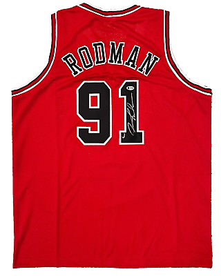 #ad Chicago Dennis Rodman Signed Red Jersey Auto BAS Beckett COA IMP $98.89