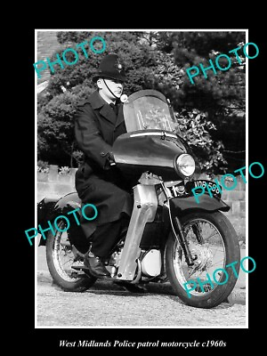 #ad OLD 8x6 HISTORIC PHOTO OF BRITISH WEST MIDLANDS POLICE PATROL MOTORCYCLE 1960 AU $9.00