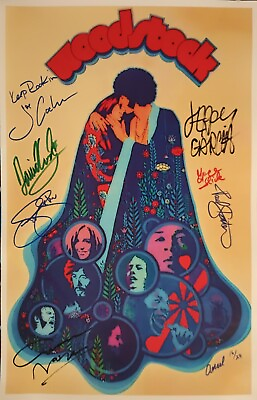 #ad WOODSTOCK Poster 11x17inch 1969 Reproduction with Facsimile Autographs $16.50