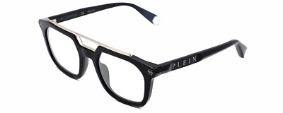 #ad Philipp Plein SPP001M Designer Reading Glasses Gloss Black Silver Square 51mm $339.96