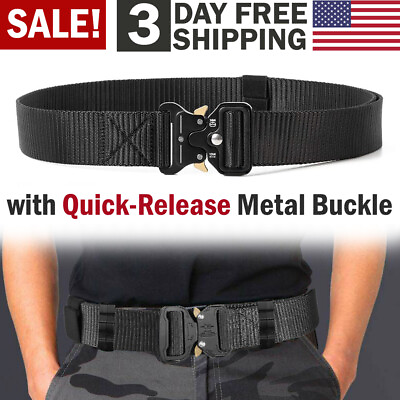 #ad Military Tactical Belt Heavy Duty Security Guard Working Utility Nylon Waistband $8.99