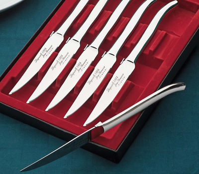 Lagauiole 1884 Jean Beauvoir Steak Knives Set of 6 Stainless Steel in Gift Box $99.95