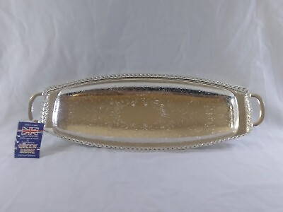 #ad Queen Anne Silver Plated 16” Handled Sandwich Tray English Silverplate $20.00