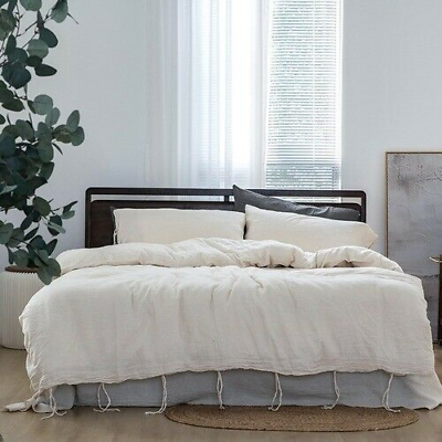 #ad 100% Cotton Solid Color Bedding Set Plain Nordic Double Quilt Cover Bed Linen $234.41