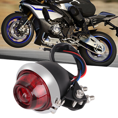 #ad Motorcycle Vintage Convex LED Rear Tail Light Indicator Stop Brake Running L ECA $22.12