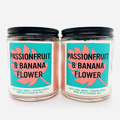#ad 2 BATH amp; BODY WORKS PASSIONFRUIT amp; BANANA FLOWER SCENTED 1 WICK CANDLE 7oz NEW $22.95