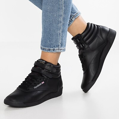 #ad Reebok Freestyle Hi Women’s Sneaker Athletic Shoe Black Trainers #102 #240 $59.95