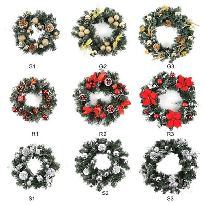 #ad Spruce Christmas Wreath LED Light Up Front Door Hanging Garland Wall Home Decor $12.17