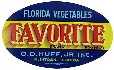 #ad Favorite Brand McIntosh Florida Vegetable Crate Label USA $6.85
