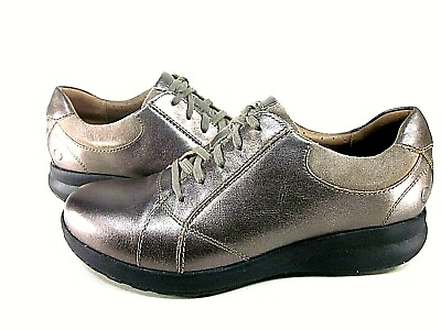 #ad Clarks Women#x27;s Un Adorn Lace Pebble Metallic Sneakers US Size 7 M $60.00