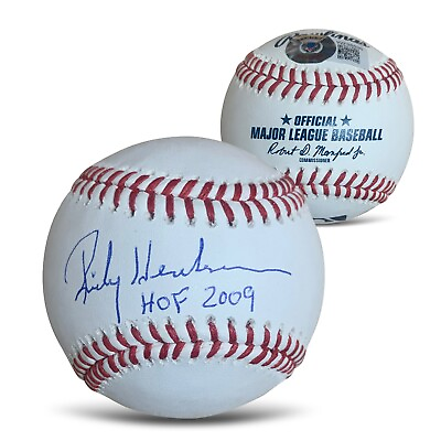 #ad #ad Rickey Henderson Autographed MLB Hall of Fame HOF 2009 Signed Baseball Beckett $299.00