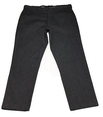 #ad BLACK BROWN 1826 Mens W38 L30 Tailored Fit Flat Front Pants Black Print Stretch $12.00