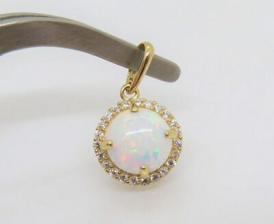 #ad Genuine Round Ethiopian Fire Opal Gemstone Pendant Women Gold Handmade Jewelry $43.72