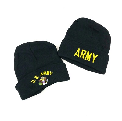 #ad US Army Beanie Set Knitted Embroidered Cold Weather Winter Cap Hat $13.99