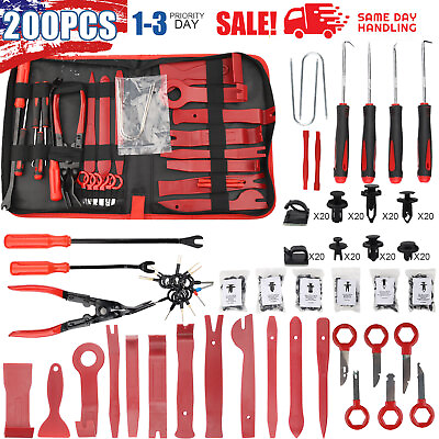200Pcs Car Trim Removal Tool Set Hand Tools Pry Bar Panel Door Interior Clip Kit $25.95