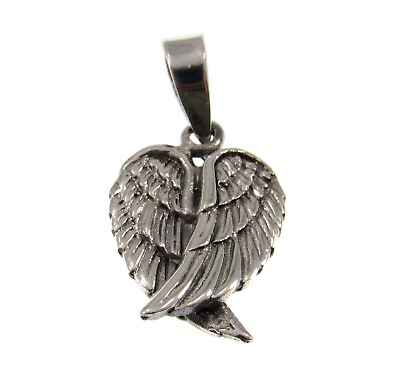Handcrafted Solid 925 Sterling Silver TWO ANGEL WINGS Pendant Protection Charm $23.95
