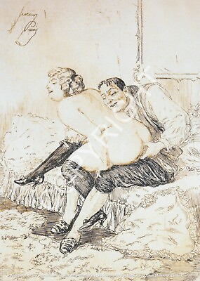 #ad Grafik Vintage antique Print Erotik Heinrich Lossow 1890 Couple Sex Nude Erotic EUR 19.00