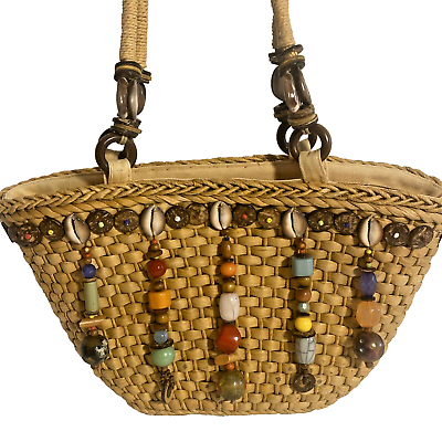 #ad Capelli Straworld beaded purse with shells $12.00