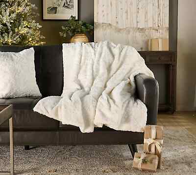 #ad Dennis Basso 30th Anniversary Faux Fur Throw Ivory Ermine 60quot; x 70quot; $68.99