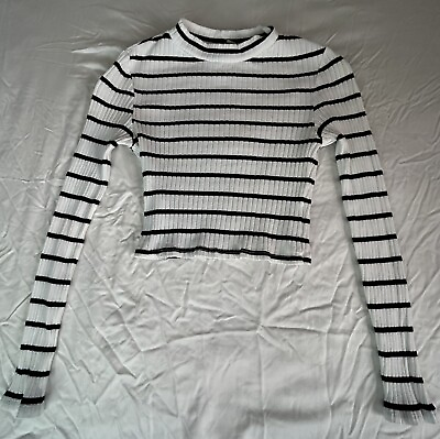 ASOS Women Top Size 4 Stripe White Black #0426 $6.99