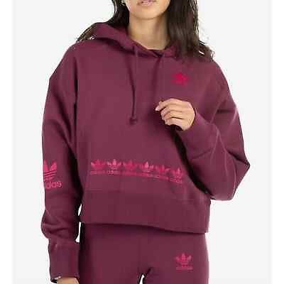 Adidas Trefoil Logo Crop Hoodie Jacket Long Sleeve Maroon NWT L #ad $25.00