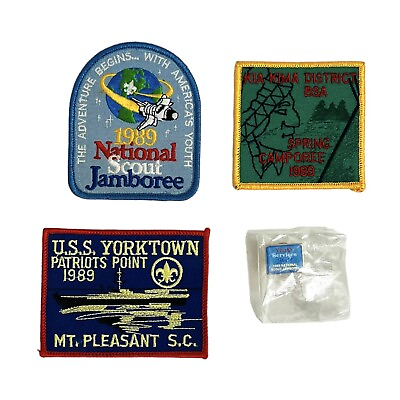 #ad Vtg 1989 BSA National Scout Jamboree Patch Lot Staff Pin Spring Capmoree $14.97