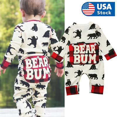 #ad USA Newborn Baby Romper Jumpsuit Boy Girl Kids Bear Bodysuit Clothes Outfits $15.20